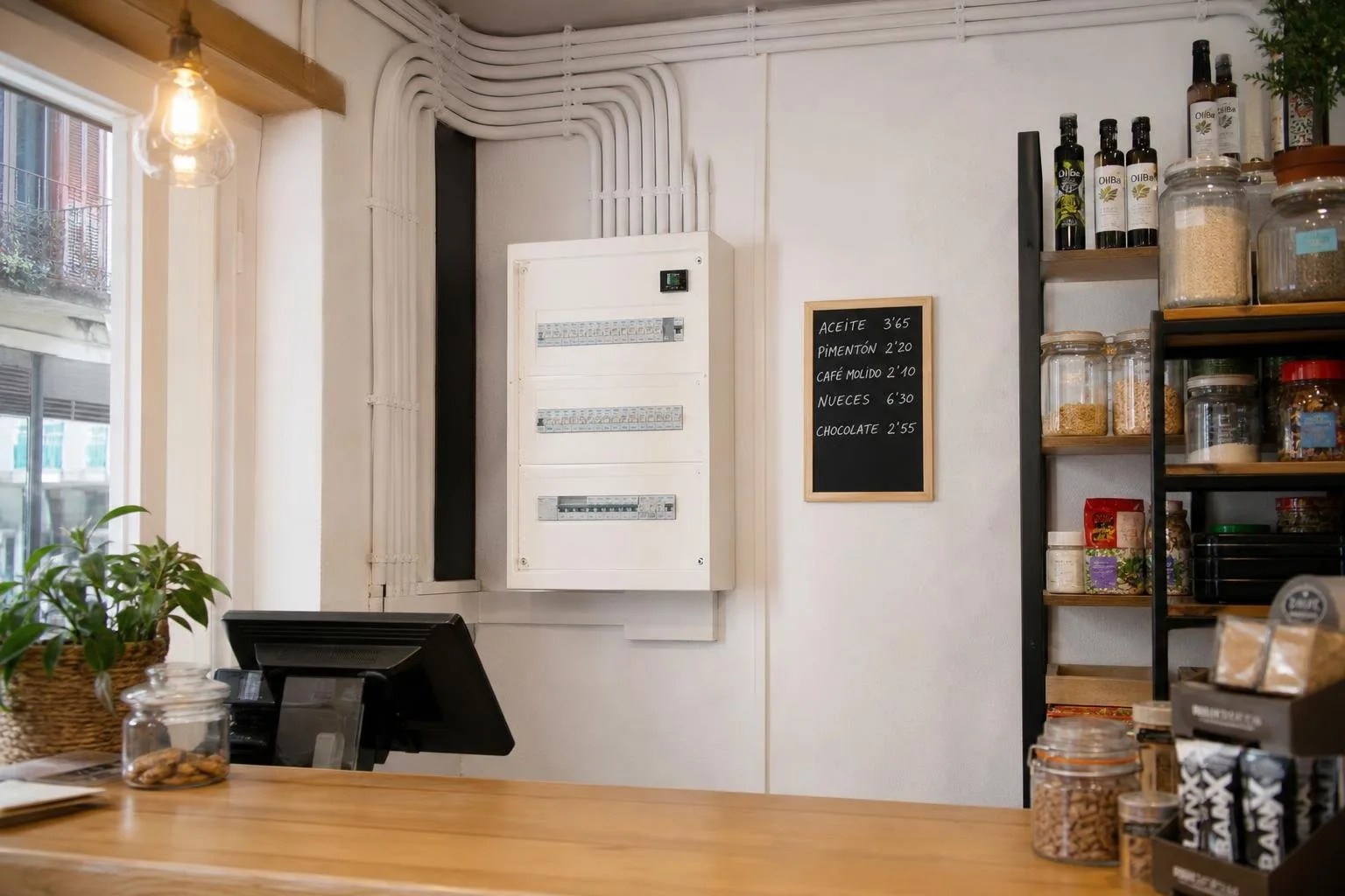 Cuadro eléctrico nuevo en un pequeño local