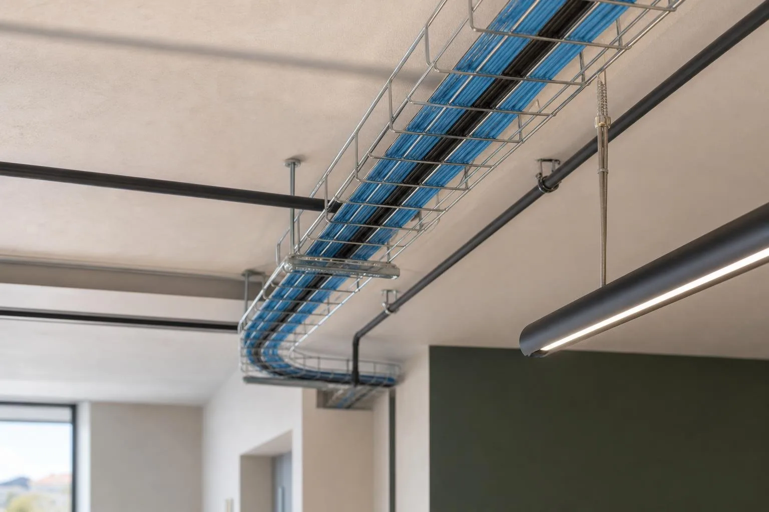 Punto de acceso wifi en el techo de un salón